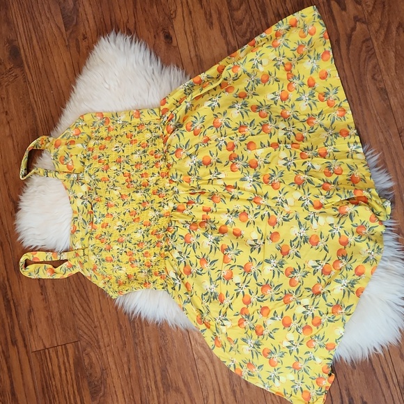 Wild Fable Orange Print Romper Shirred Bodice - Picture 4 of 5